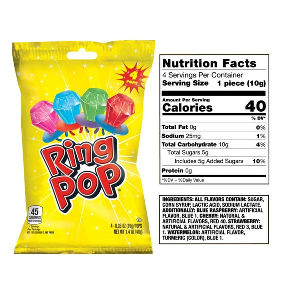 Ring Pop Lollipops 40x14g Assorted