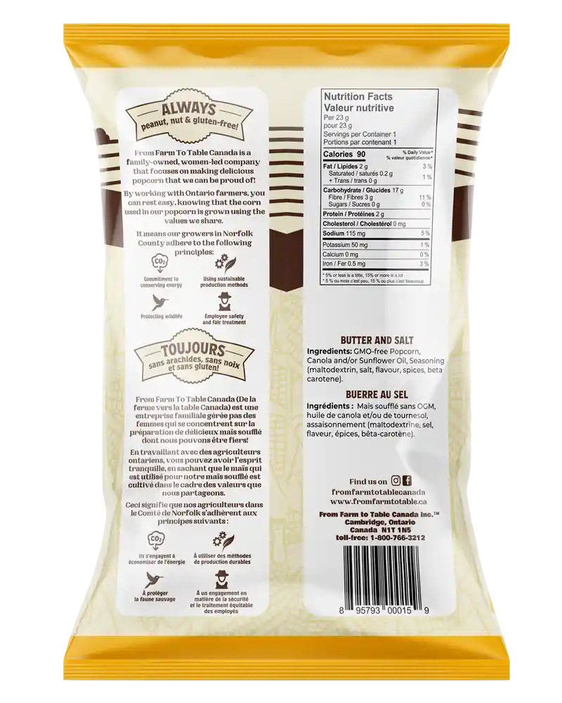 Popcorn From Farm to Table 32x23g Butter & Salt