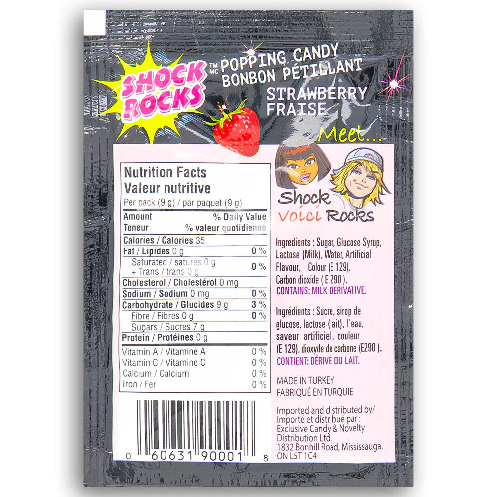 Shock Rocks Popping 24x9g Strawberry