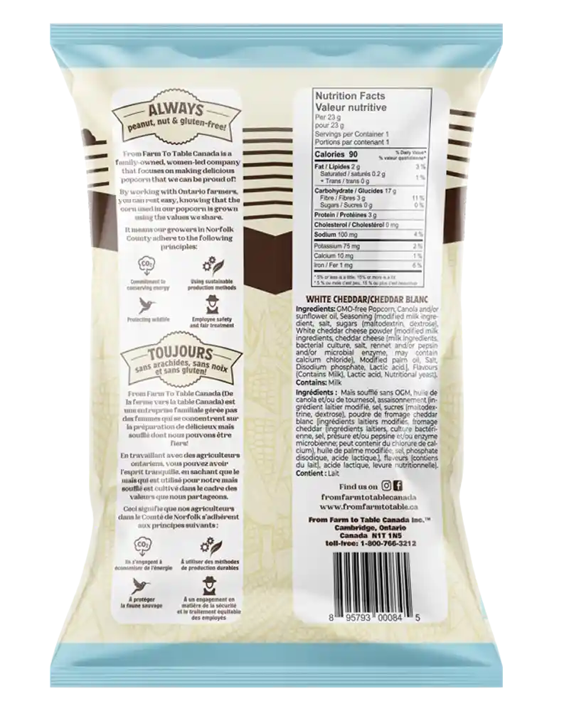 Popcorn From Farm to Table 32x23g White Cheddar