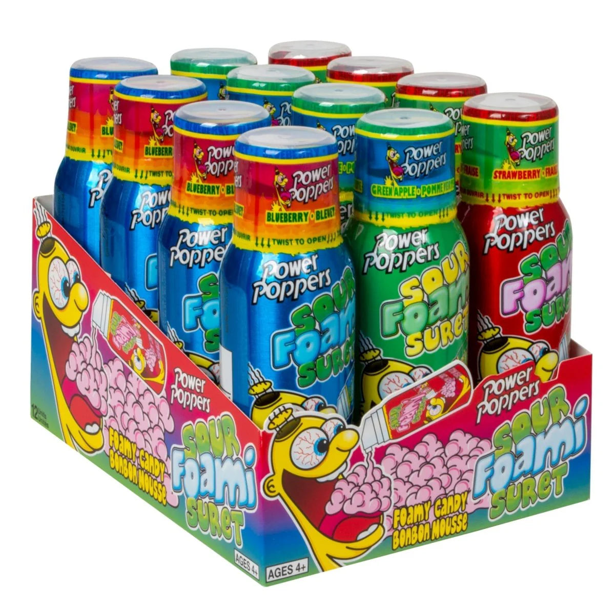 Power Poppers Sour Foam 12x88ml Assorted
