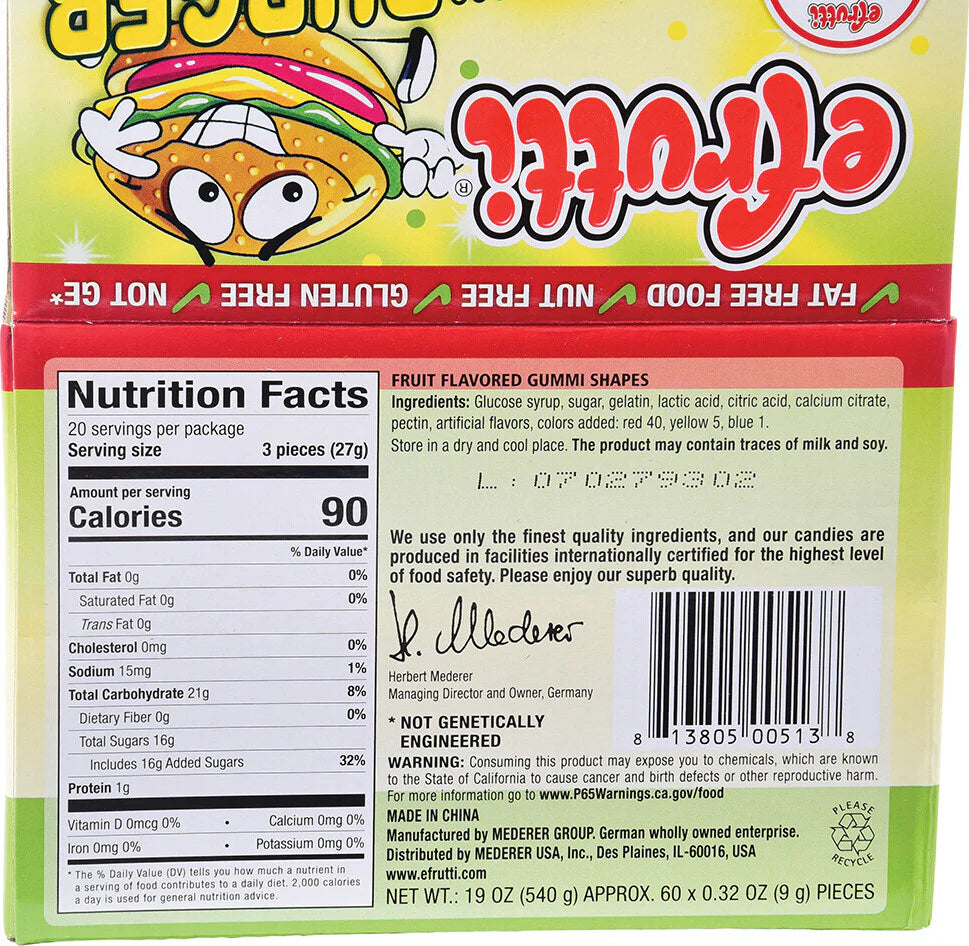 eFrutti Gummies 60's Mini Sour Burger